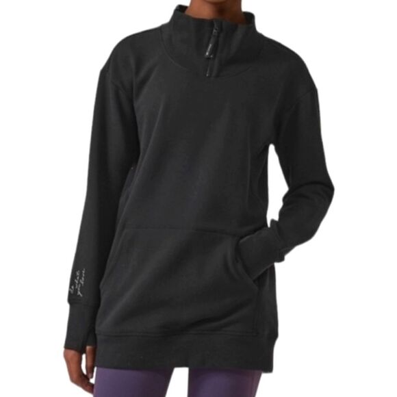 Athleta Girls Black Retroactive Half-Zip Pullover Sweatshirt Top - Picture 1 of 16